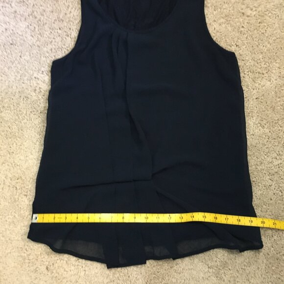 Dex Dark Navy Blue Chiffon Super Pleat Art Deco Two Layer Tank - Picture 12 of 13